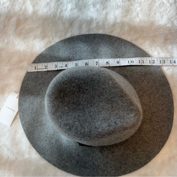 NWT Nordstrom Floppy Wool Panama Hat Gray w/ Black Ribbon Band One Sz Adjustable - Picture 4 of 6